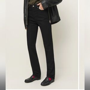 Reformation Cynthia High Rise Straight Long Jeans in black